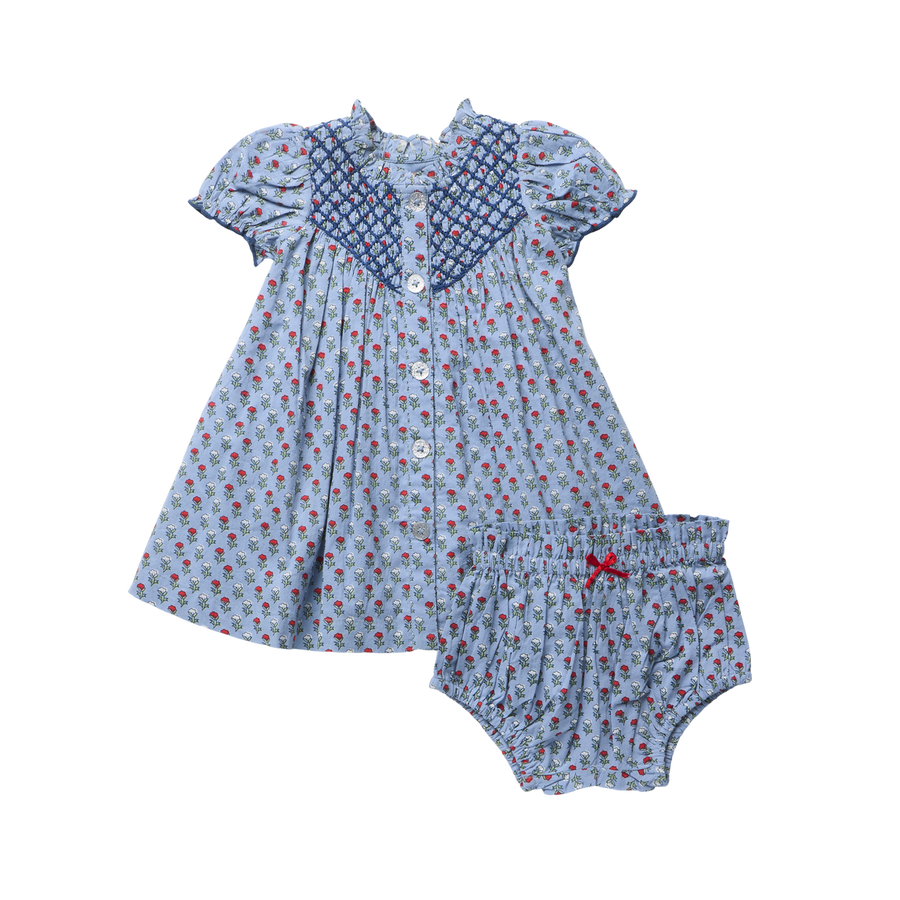 Pink Chicken Baby Girls Lucia Dress Set (Light Blue)