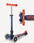 Micro Mini Foldable LED Scooter | Navy Blue/Orange