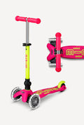 Micro Mini Foldable LED Scooter | Neon Flamingo Yellow/Pink