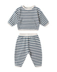Quincy Mae Waffle Slouch Set Ocean Stripe