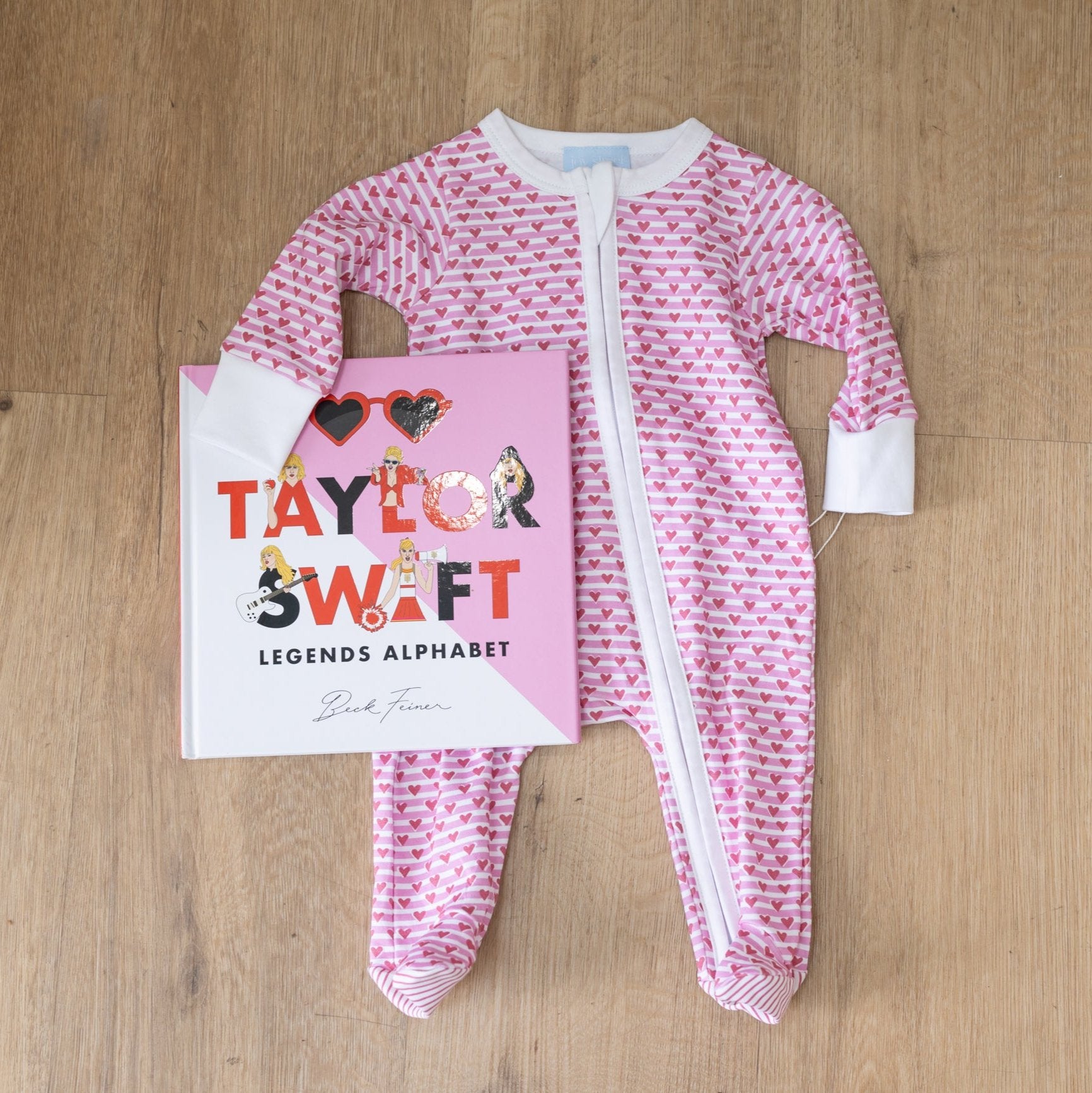 joy Street sailor hearts zip onesie & taylor swift book