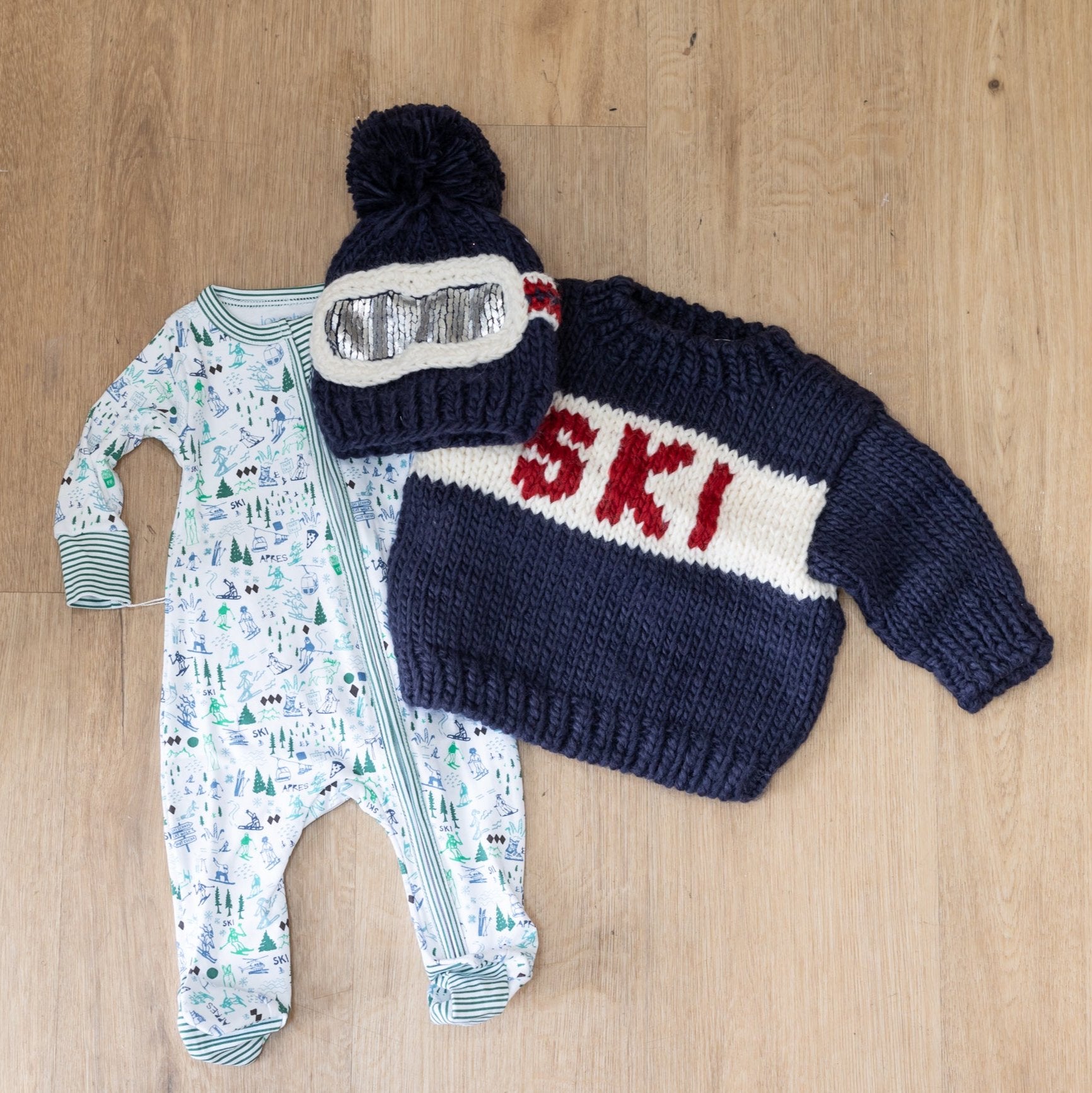 Ski Sweater , Beanie and Onesie 