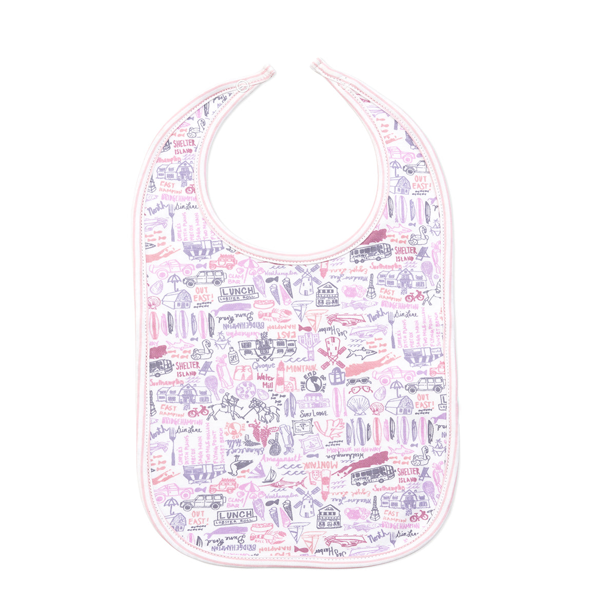 HAMPTONS PINK BABY BIB ROUND