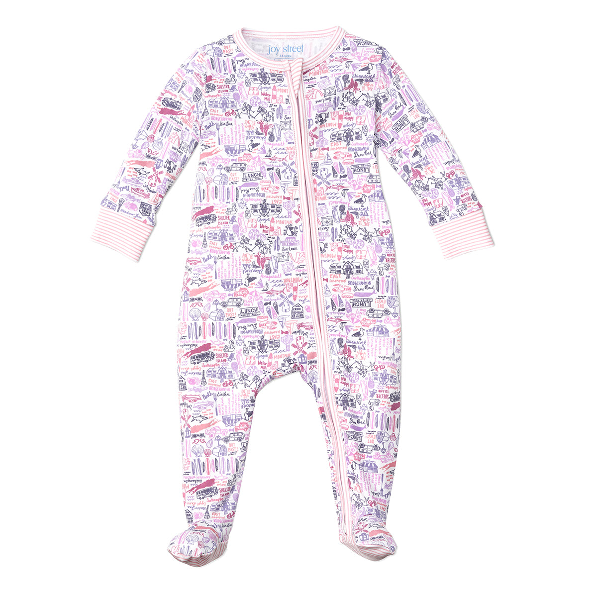 Joy Street Kids Hamptons Zip Baby onesie, pink