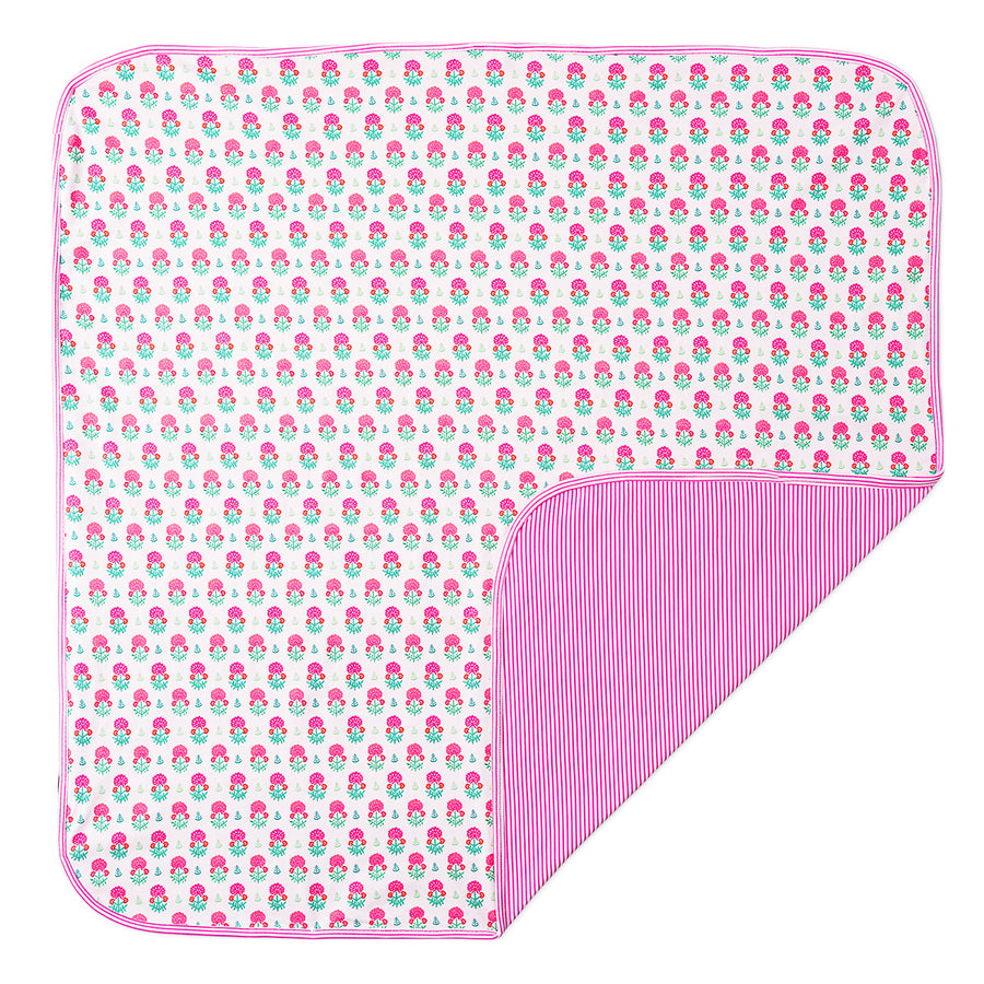 Geranium Block Printed Baby Blanket