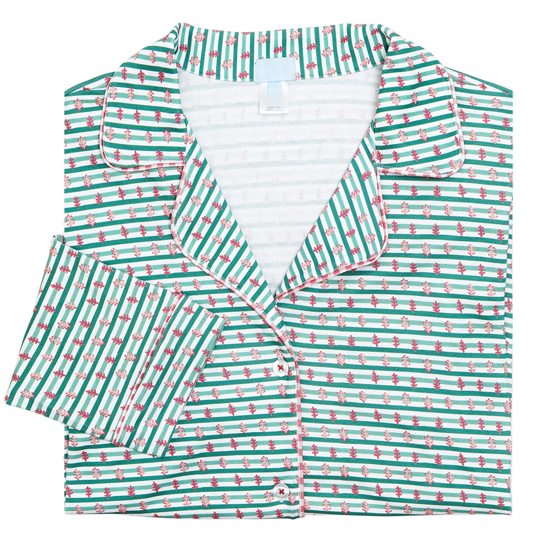 Joy Street Women's Balsam Fur Block Print Christmas Button Front Long Pajama Top