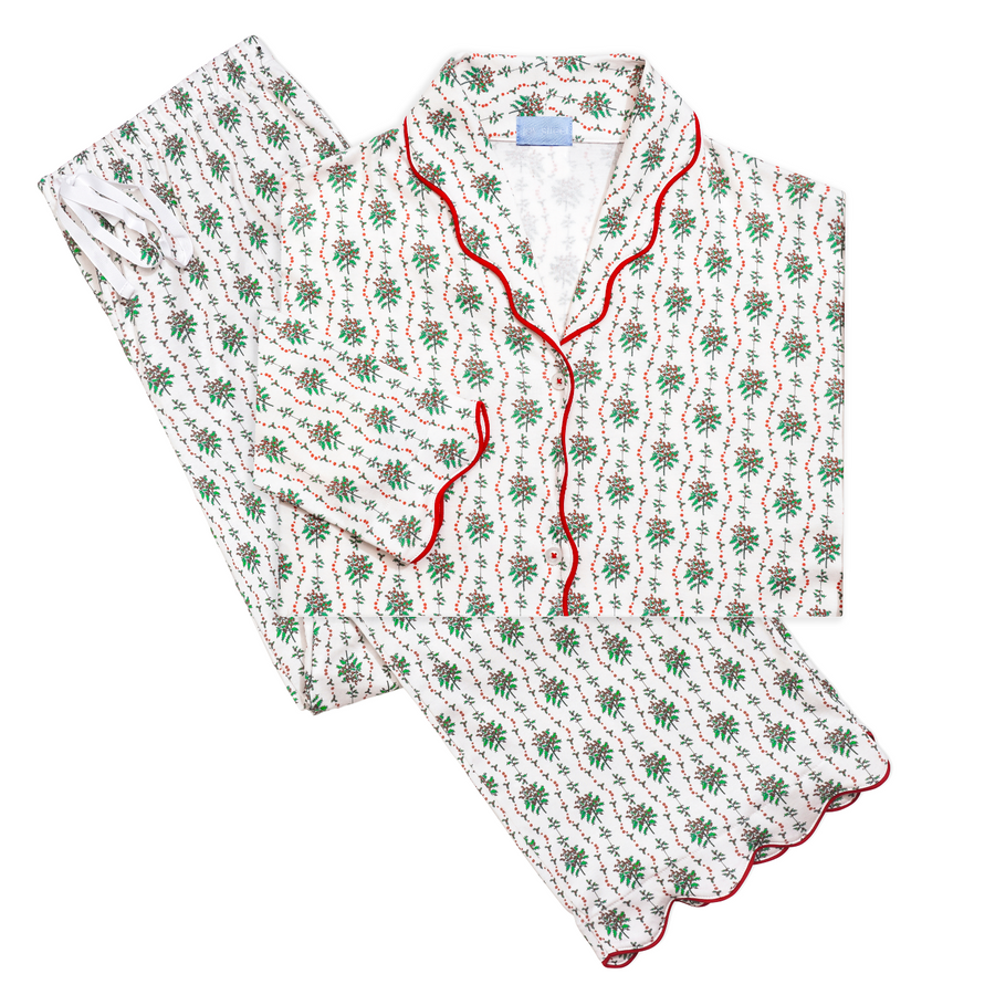 Holly Women’s Button Front Long Scallop Pajama Set