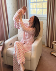 Geranium Block Women’s Button Front Long Pajama Set