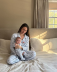 Blue Hydrangeas Women's Button Front Long Pajama Set