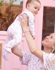 Pink Hydrangeas Zip Baby Onesie