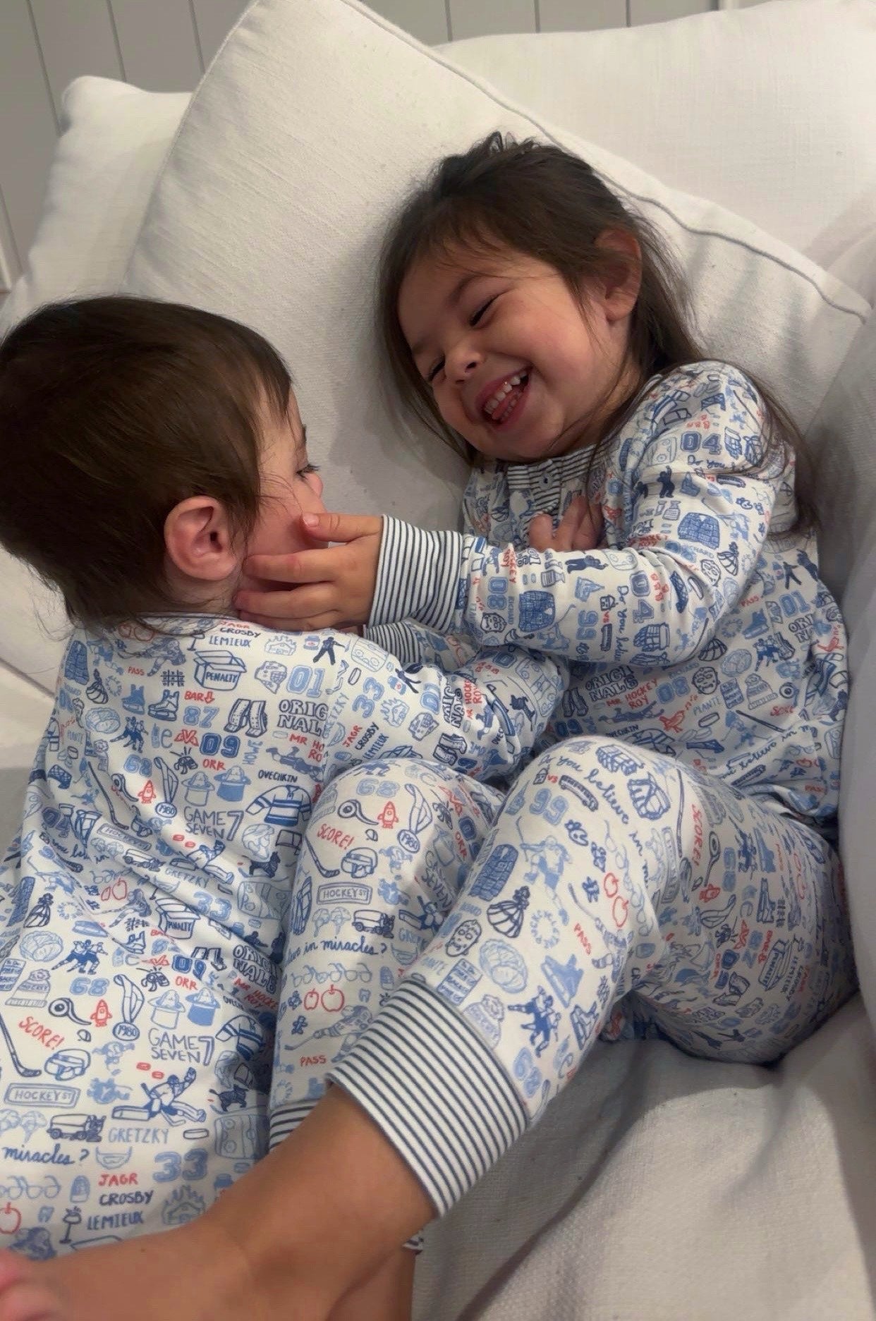 Hockey Two Piece Kids Henley Pajamas