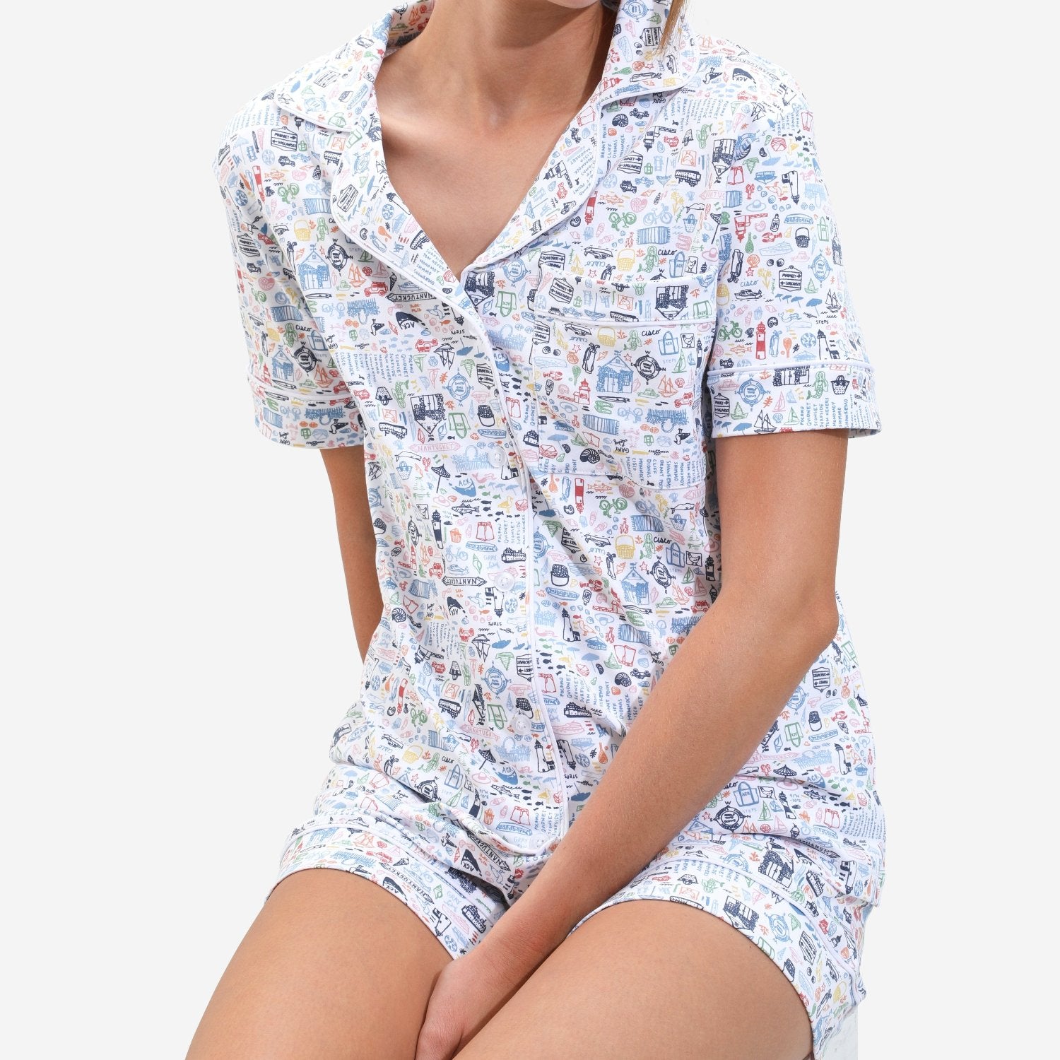 Nantucket Women's Pajama Set model sitting