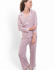 Christmas Heart Stripe Women's Pajama Set Model