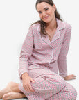 Christmas Tree Stripe Women’s Button Front Long Pajama Set