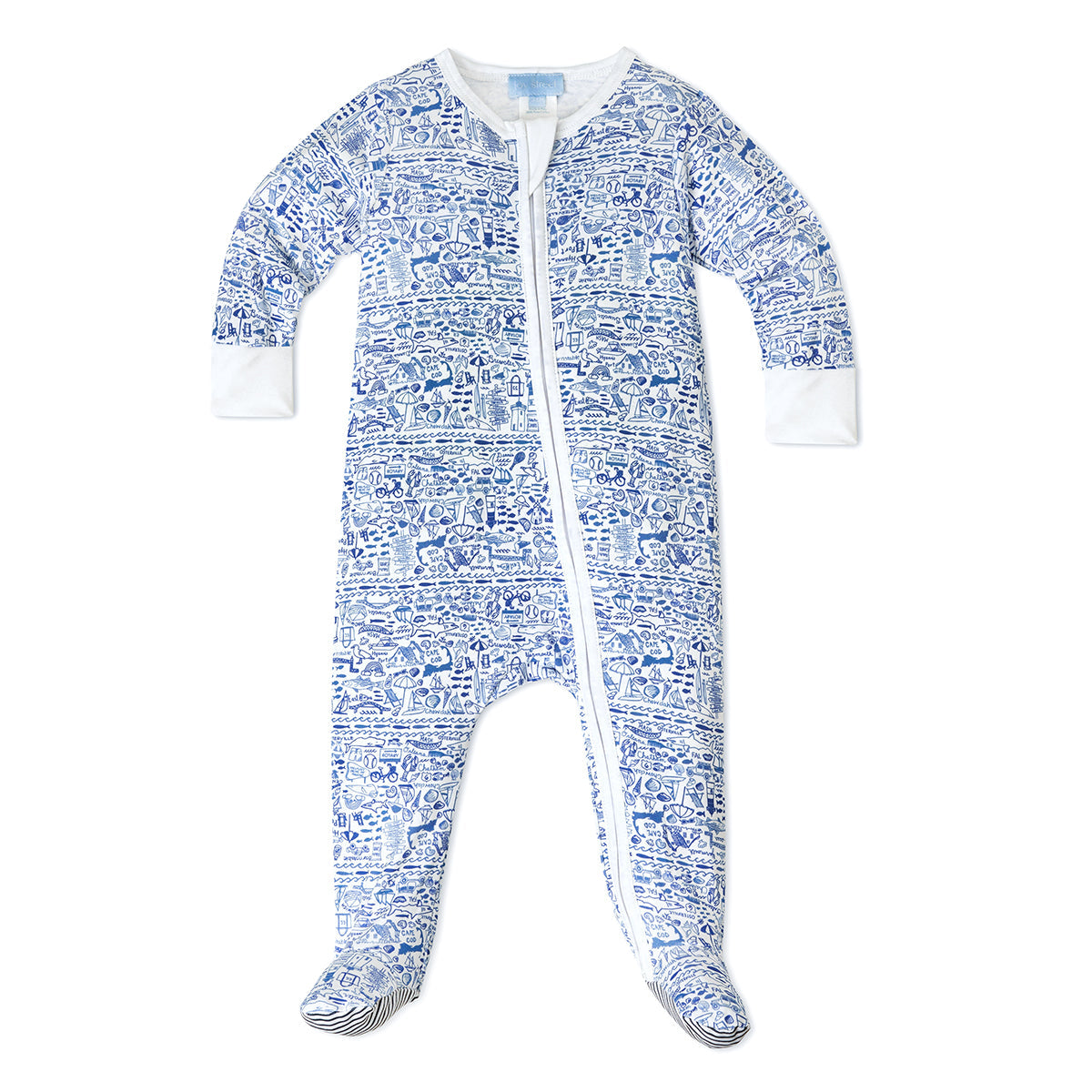 Joy Street Cape Cod Zip Baby Onesie, Blue