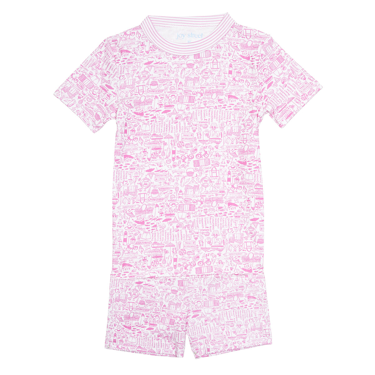 Joy Street Nantucket Printed Short Pajama Set,, Pink