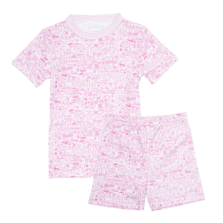 Joy Street Nantucket Printed Short Pajama Set,, Pink