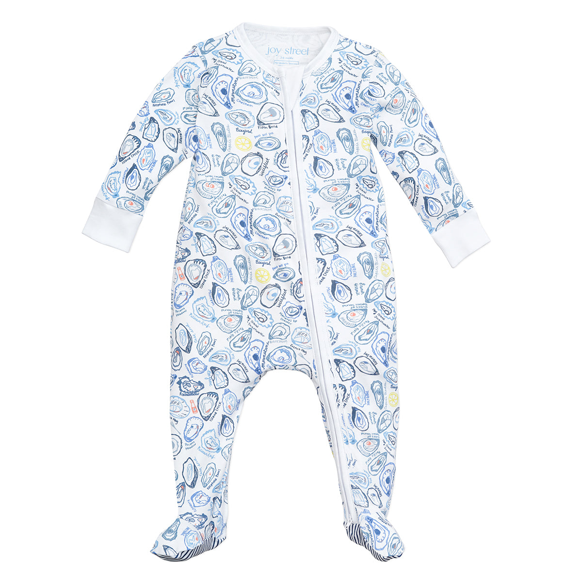 Joy Street Oyster Print Baby Zip Onesie