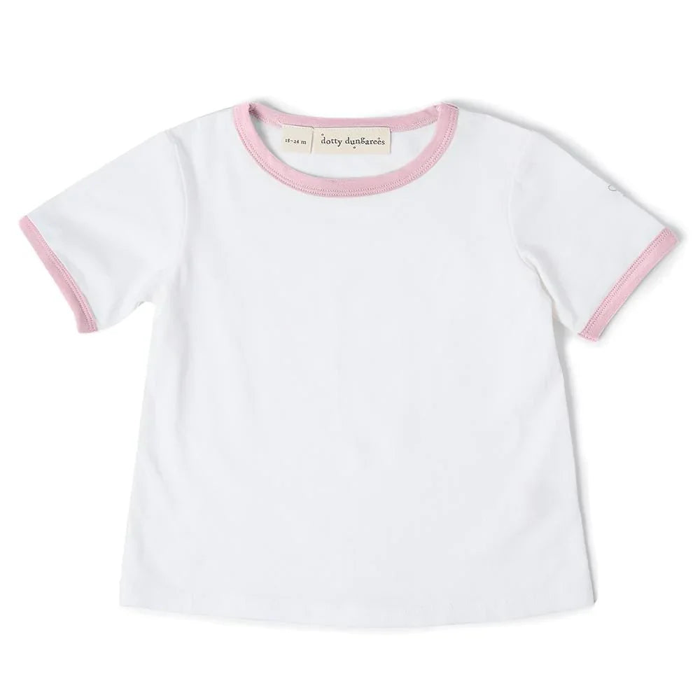 Dotty Dungarees Jack Tee, Pink |Mockingbird Baby & Kids