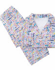 Jackson Hole print Joy Street Women's button down long pajama set, multi