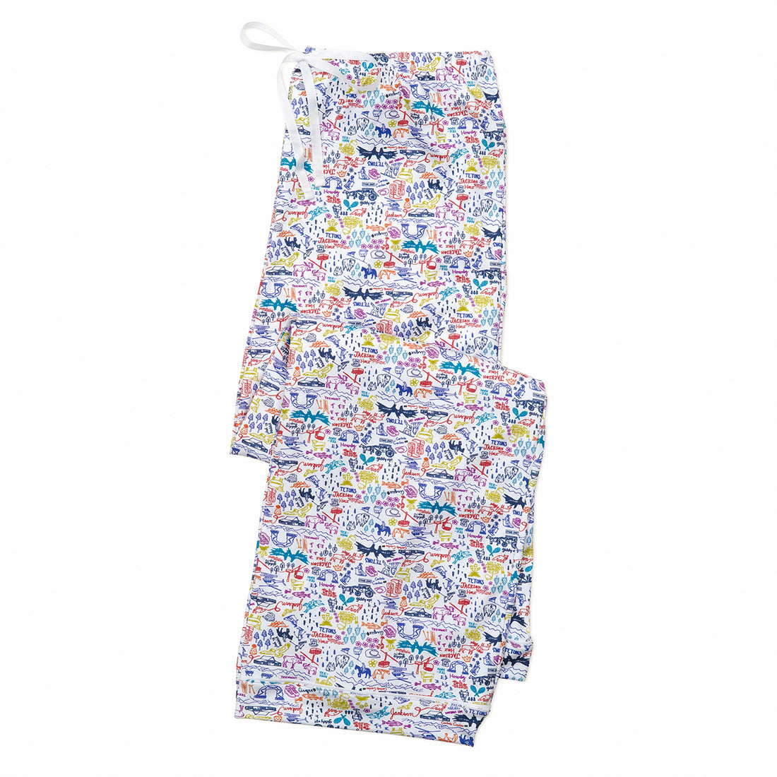 Jackson Hole print Joy Street Women's button down long pajama bottom, multi
