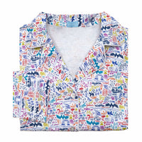 Jackson Hole print Joy Street Women's button down long pajama top, multi