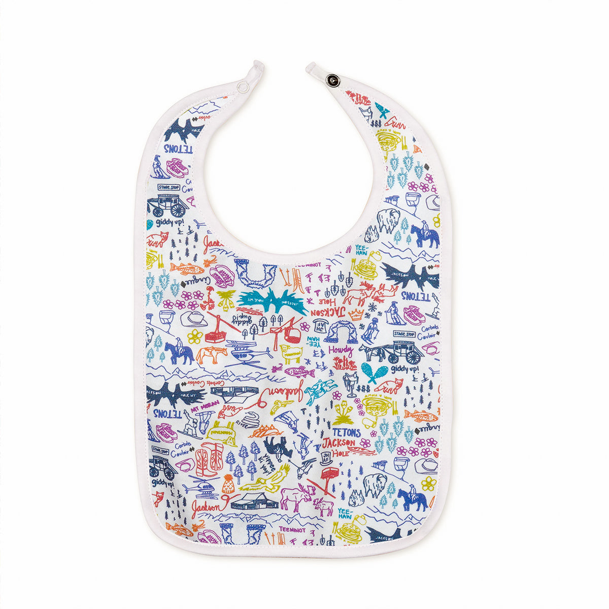 Joy Street Kids Jackson Hole print baby round bib, multi