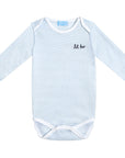 "Lil Bro" Short Sleeve Bodysuit in Light Blue Stripe