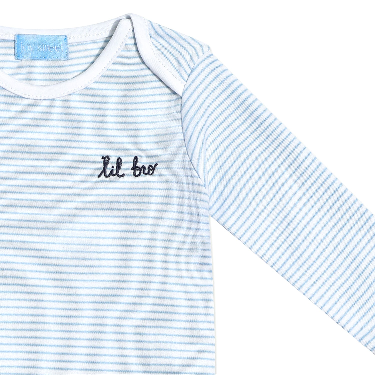 "Lil Bro" Short Sleeve Bodysuit in Light Blue Stripe