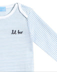 "Lil Bro" Short Sleeve Bodysuit in Light Blue Stripe