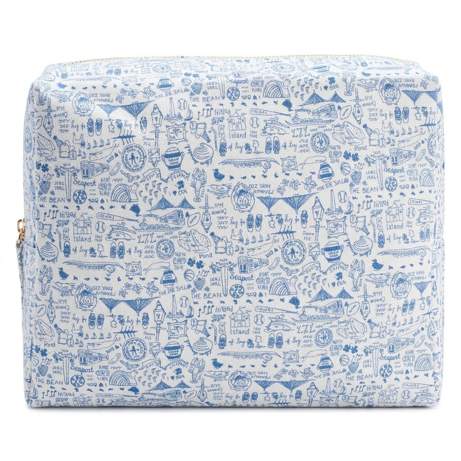 Blue Boston Large Travel Pouch