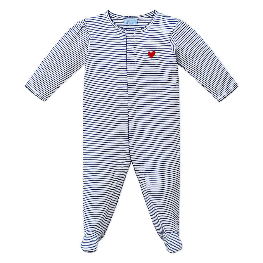 Harbor Heart Stitch Stripe Puff Snap Baby Onesie