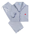 Harbor Heart Stitch Stripe Women’s Button Front Long Pajama Set