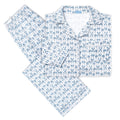 Blue Hydrangeas Women's Button Front Long Pajama Set