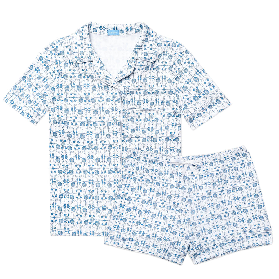 Blue Hydrangeas Women’s Button Front Short Pajama Set
