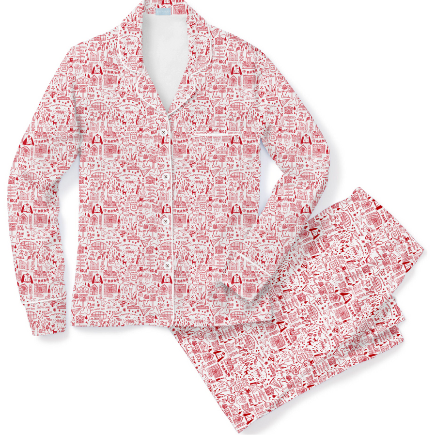 St. Lawrence Women's Button Front Long Pajama Set