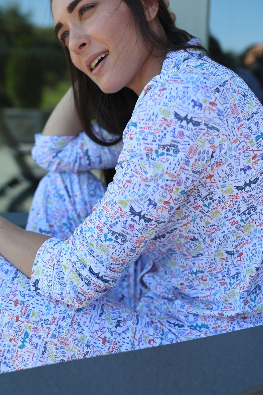 Jackson Hole Women’s Button Front Long Pajama Set