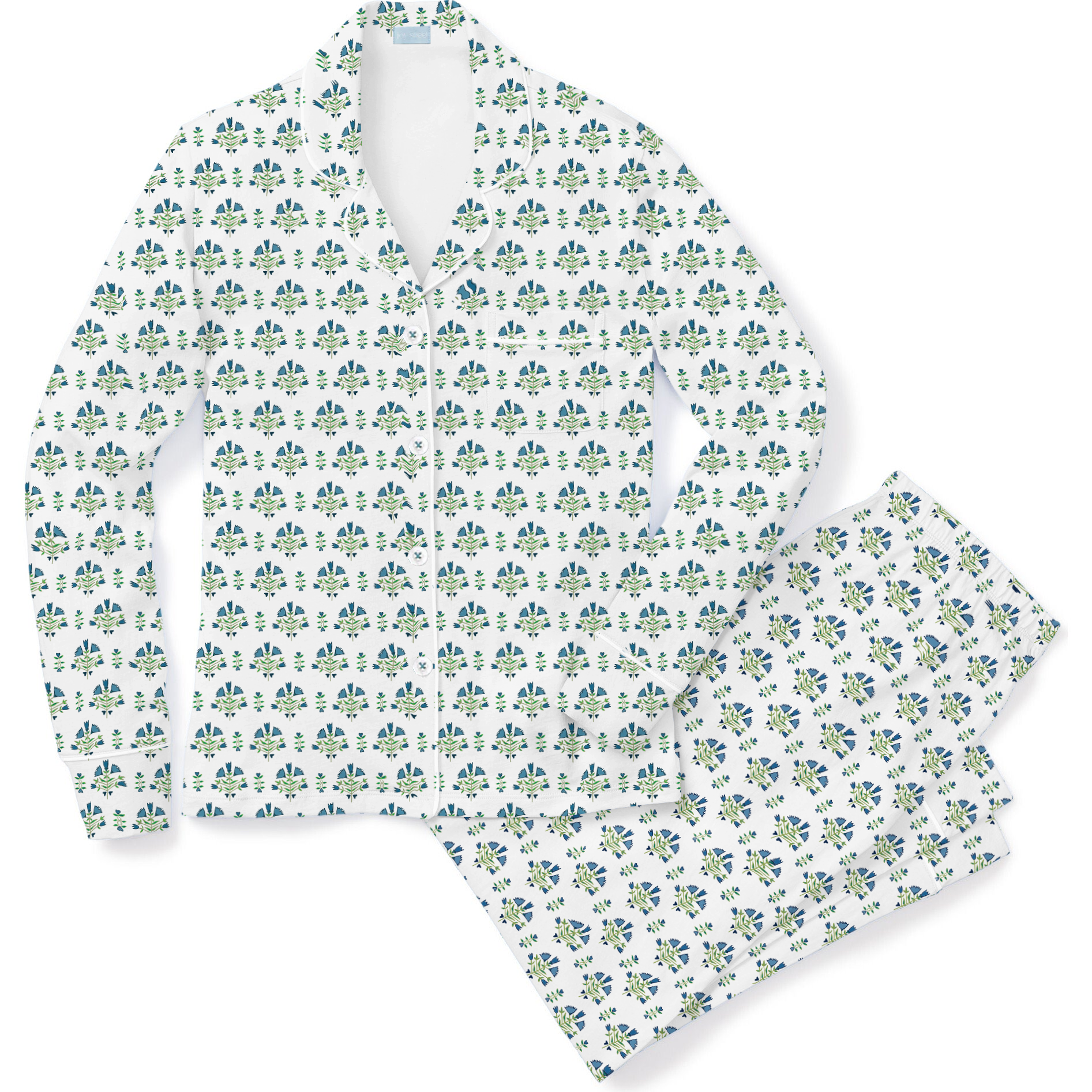 Joy Street- Posy Floral Block Women’s Button Front Long Pajama Set