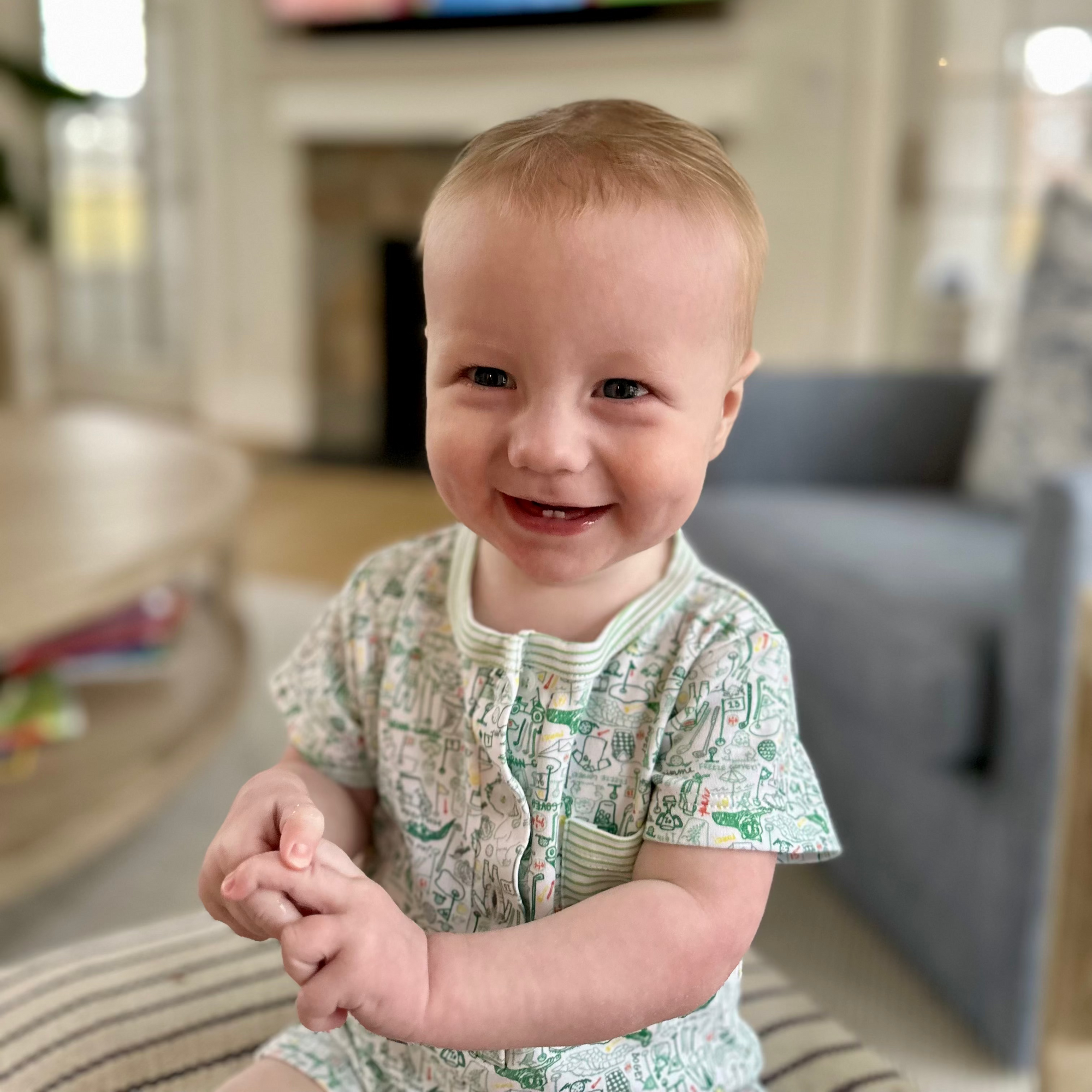 Joy Street Kids Golf print shortie romper