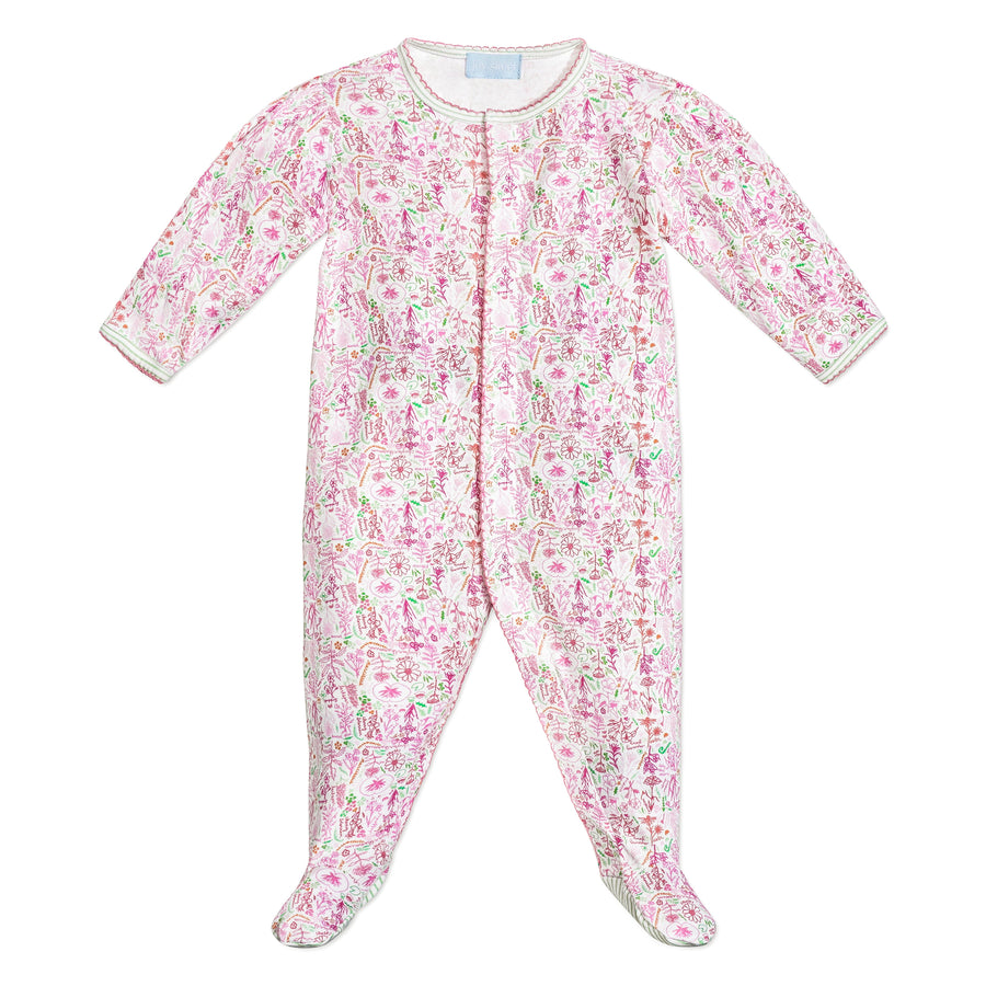 Pink Birth Flowers Puff Sleeve Snap Onesie