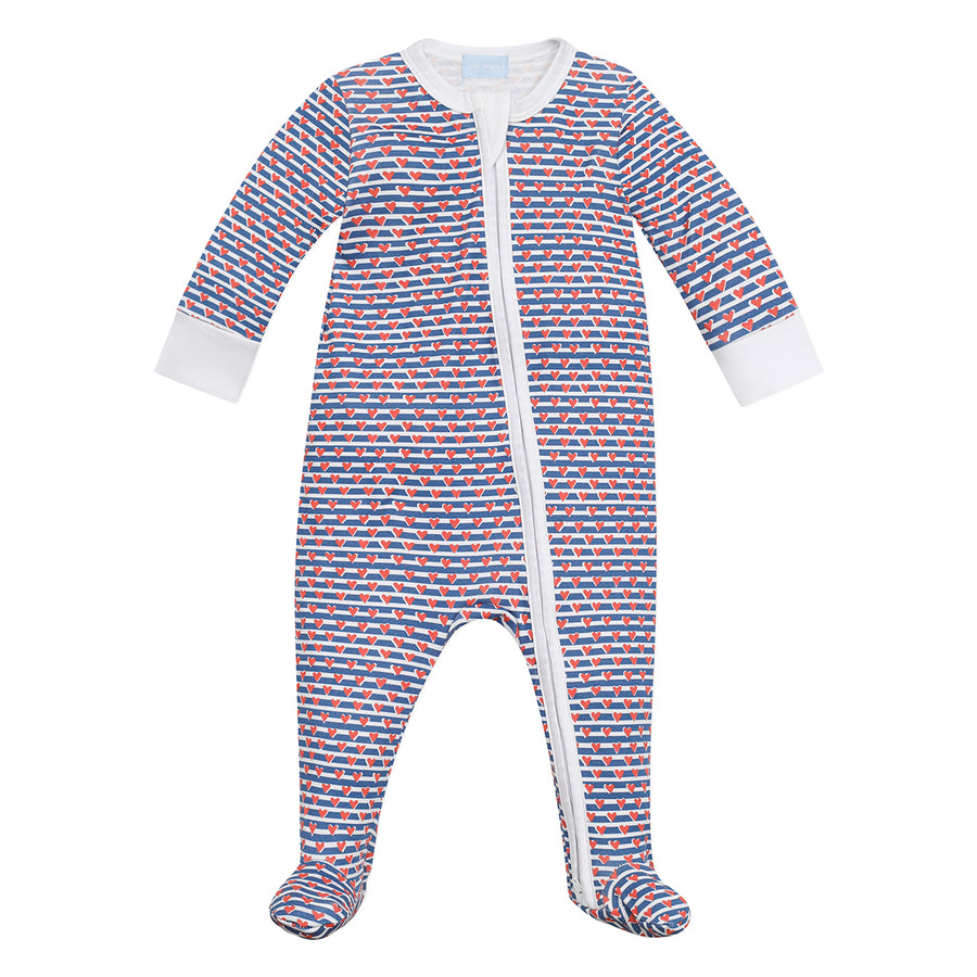 Sailor Hearts Zip Baby Onesie