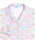 Mahjong Women’s Button Front Long Pajama Set