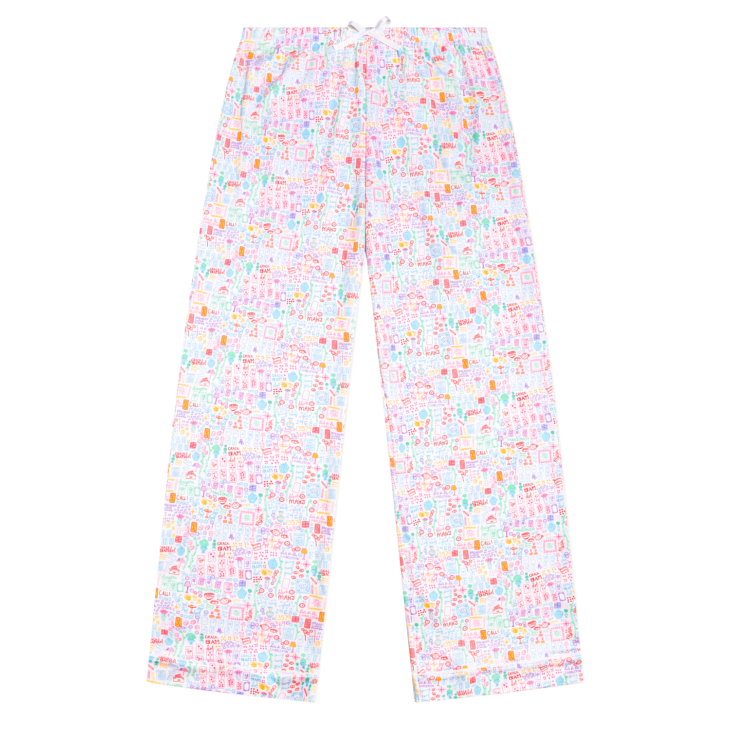 Mahjong Women’s Button Front Long Pajama Set