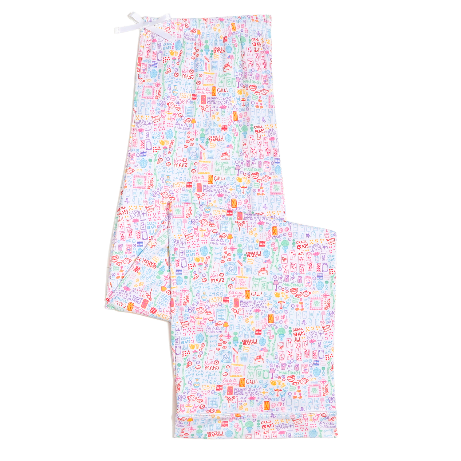 Mahjong Women’s Button Front Long Pajama Set