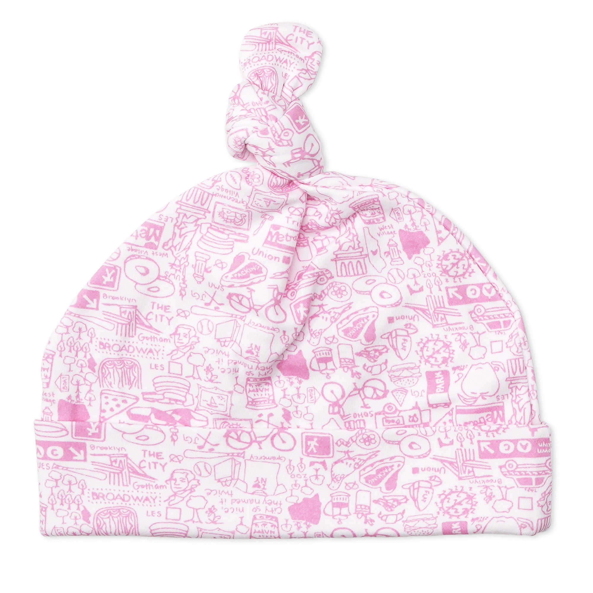 New York City Print Baby Hat, Pink