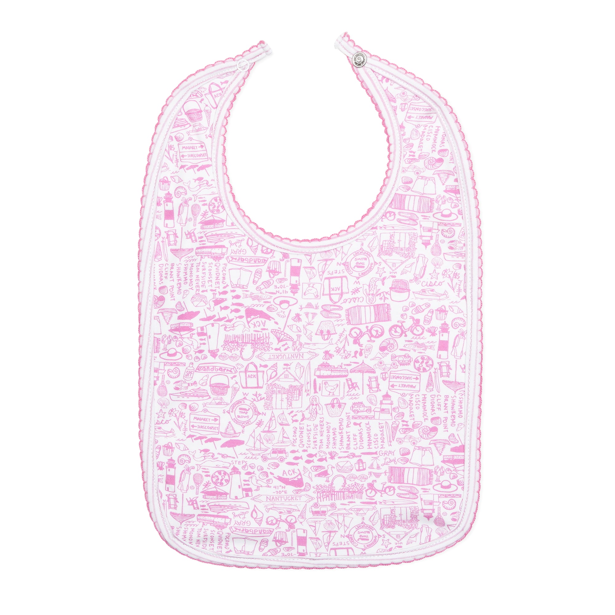 Joy Street Nantucket Printed Round Bib, Pink