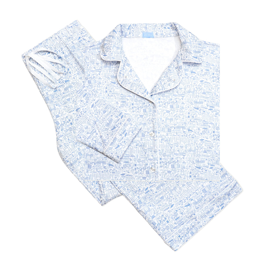 Nantucket Women’s Button Front Long Pajama Set