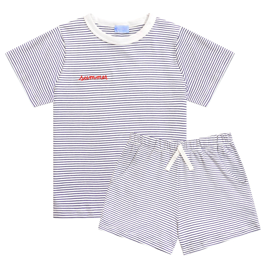 Navy Stripe Summer Kids Camp Set Navy Stripe