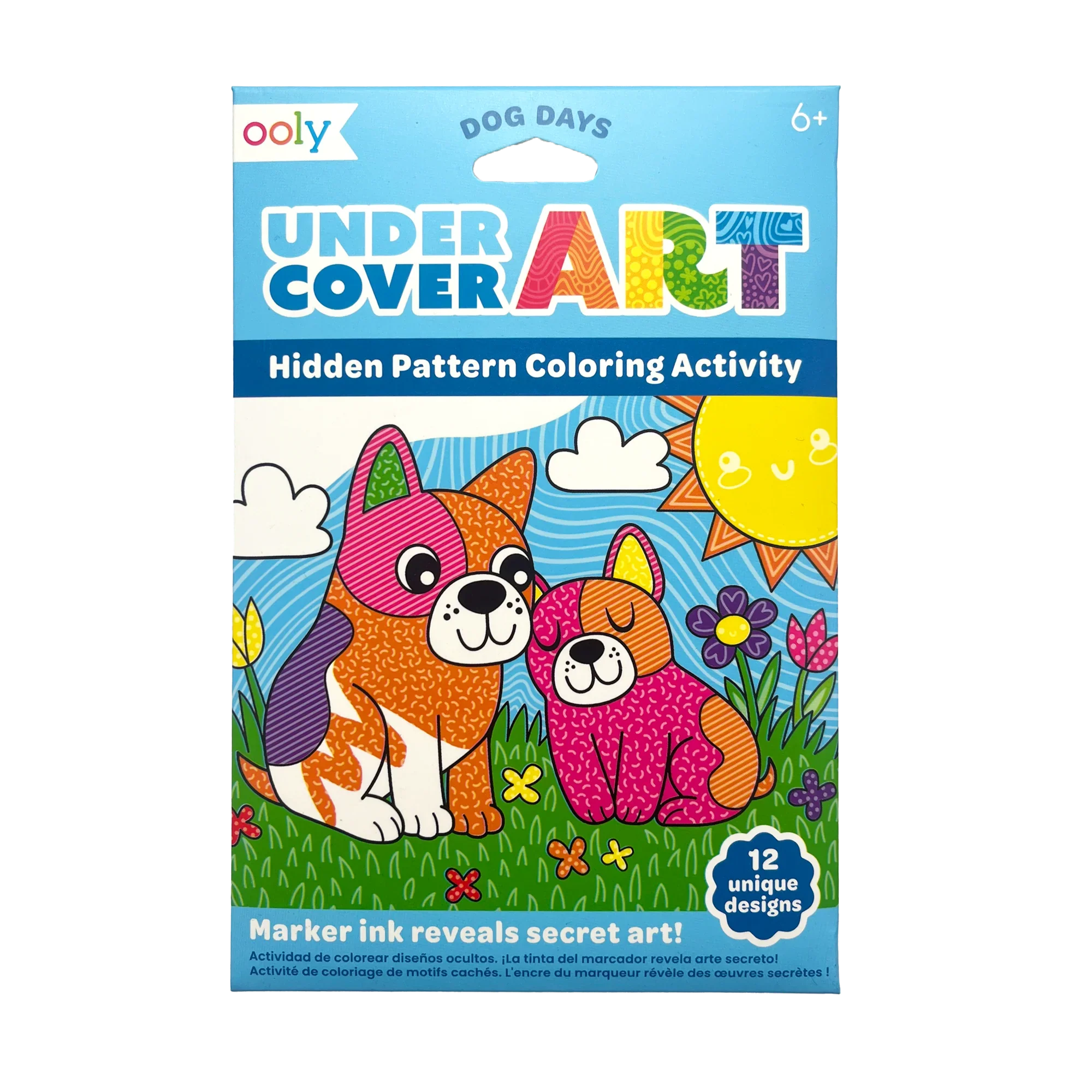 Ooly Under Cover Art Hidden Pattern Coloring Activity Art Cards - Dog Days |Mockingbird Baby & Kids