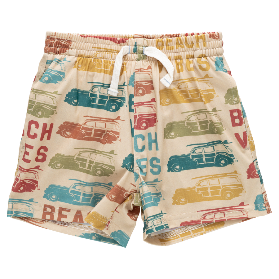 Pink Chicken Boys Swim Trunk in Beach Vibes